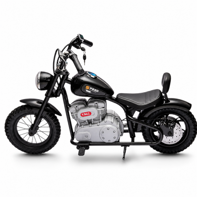 Mota Elétrica para Criança MINI REBEL 36v Preta c/ RODAS PNEUMÁTICAS E ASSENTO EM PELE
