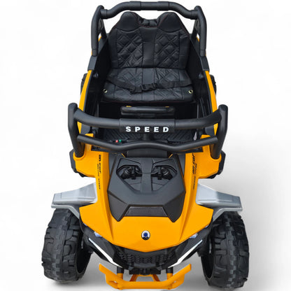 Carro Elétrico para Criança Buggy Speed Amarelo 4x4 12v c/ RODAS DE BORRACHA & ASSENTO EM PELE