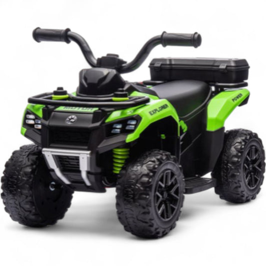 Mini Moto 4 Elétrica para Crianças LITTLE EXPLORER 6v Verde c/ RODAS DE BORRACHA