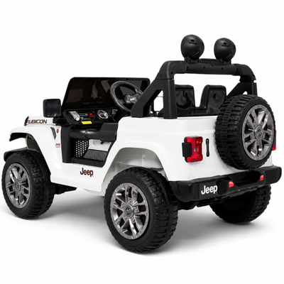 Carro Elétrico para Criança JEEP RUBICON 4x4 24v Branco c/ RODAS DE BORRACHA & ASSENTO EM PELE