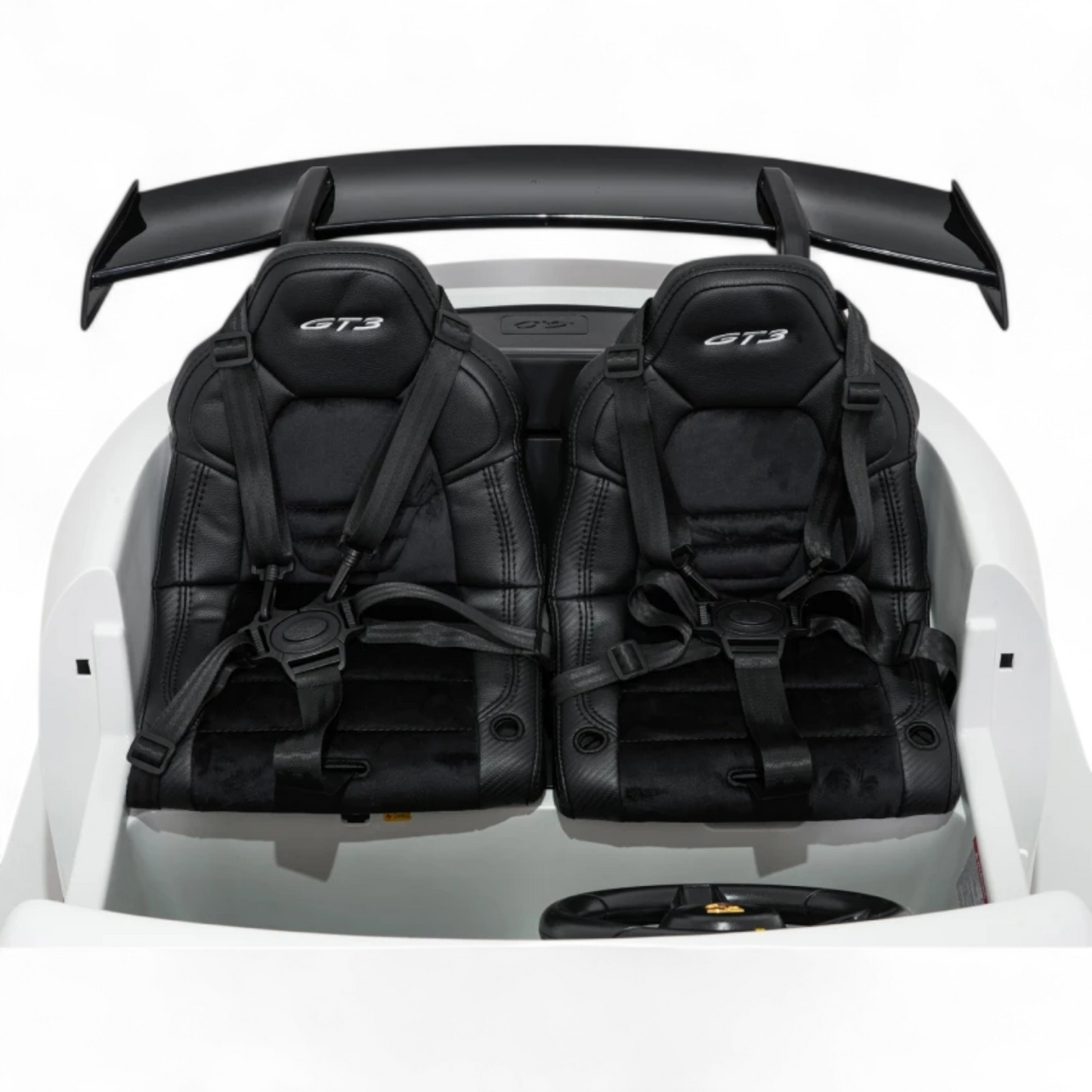 Carro Elétrico para Criança Porsche 911 GT3 24v STRONG XXL Branco c/ Rodas de Borracha e Assento em Pele E Veludo