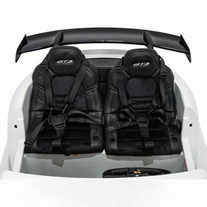 Carro Elétrico para Criança Porsche 911 GT3 24v STRONG XXL Branco c/ Rodas de Borracha e Assento em Pele E Veludo