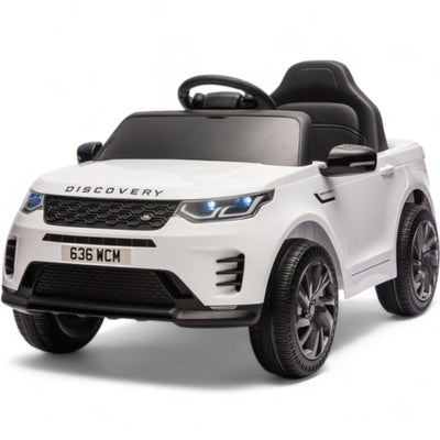 Carro Elétrico para Criança RANGE ROVER DISCOVERY 12v Branco c/ RODAS DE BORRACHA & ASSENTO EM PELE