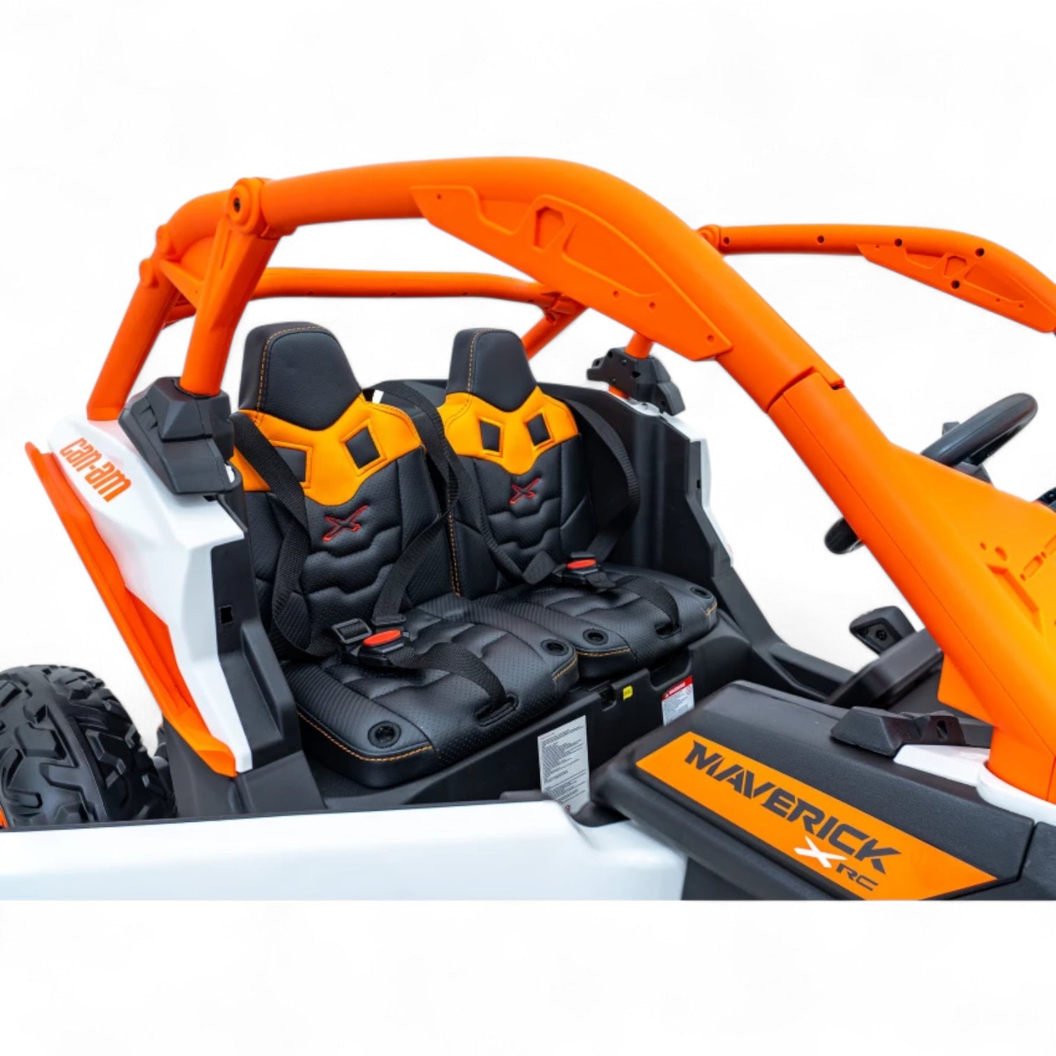 Carro Elétrico para Criança CAN-AM MAVERICK TURBO RR 4x4 24v Laranja c/ RODAS DE BORRACHA & ASSENTO EM PELE