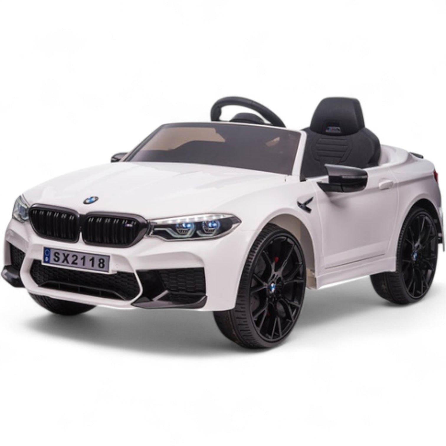 Carro Elétrico para Criança BMW M5 DRIFT 24v Branco c/ RODAS DE BORRACHA & ASSENTO EM PELE