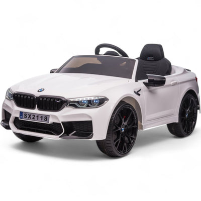 Carro Elétrico para Criança BMW M5 DRIFT 24v Branco c/ RODAS DE BORRACHA & ASSENTO EM PELE