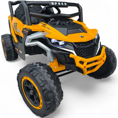 Carro Elétrico para Criança Buggy Speed Amarelo 4x4 12v c/ RODAS DE BORRACHA & ASSENTO EM PELE