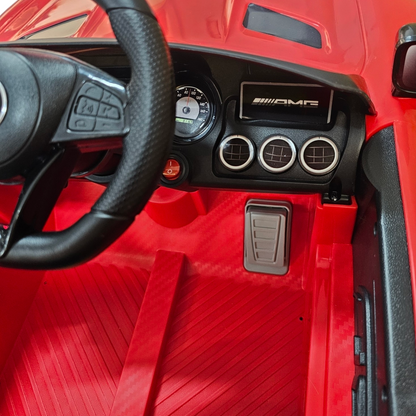Carro Elétrico para Criança MERCEDES GTR MINI 12v BATERIA DE LITIO Vermelho c/ RODAS DE BORRACHA & ASSENTO EM PELE