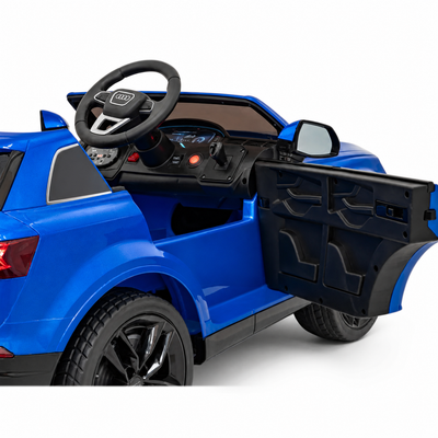 Carro Elétrico para Criança AUDI Q7 12v Azul Metalizado c/ RODAS DE BORRACHA & ASSENTO EM PELE