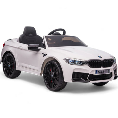 Carro Elétrico para Criança BMW M5 DRIFT 24v Branco c/ RODAS DE BORRACHA & ASSENTO EM PELE