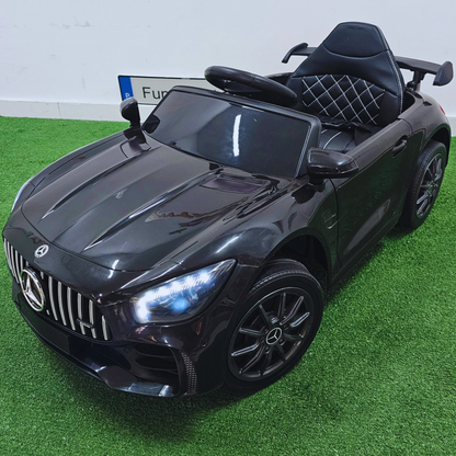 Carro Elétrico para Criança MERCEDES GTR MINI 12v BATERIA DE LITIO Preto c/ RODAS DE BORRACHA & ASSENTO EM PELE