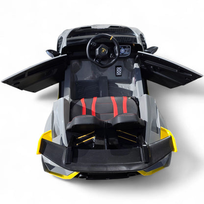 Carro Elétrico para Criança LAMBORGHINI STO 12v Cinza c/ RODAS DE BORRACHA & ASSENTO EM PELE