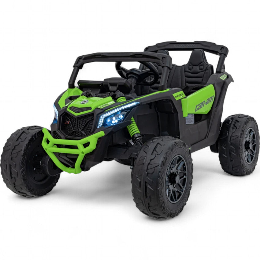 Carro Elétrico para Criança CAN-AM MAVERICK 4x4 24v Verde c/ RODAS DE BORRACHA & ASSENTO EM PELE