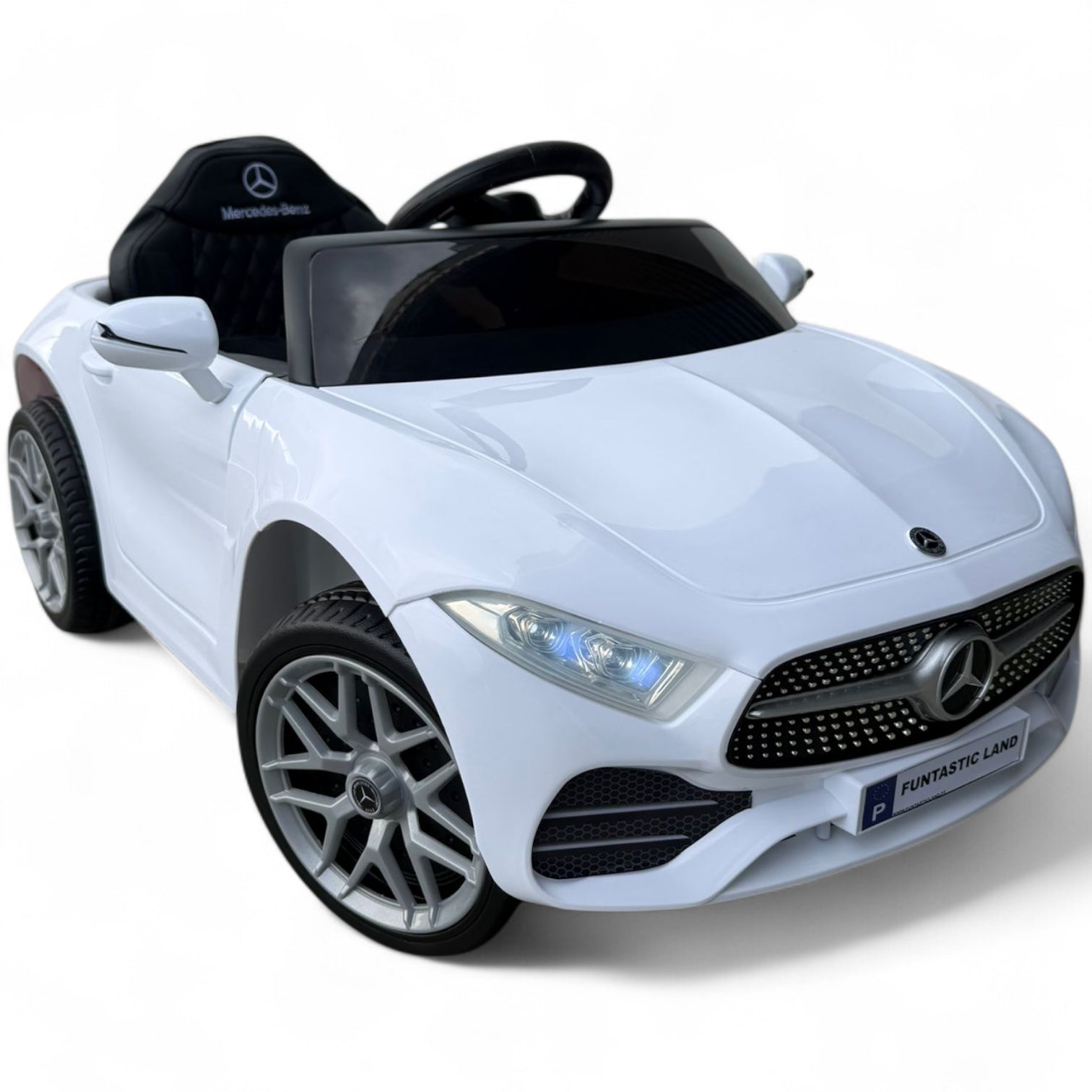 Carro Elétrico para criança MERCEDES CLS 350 12v BRANCO c/ RODAS DE BORRACHA & ASSENTO EM PELE