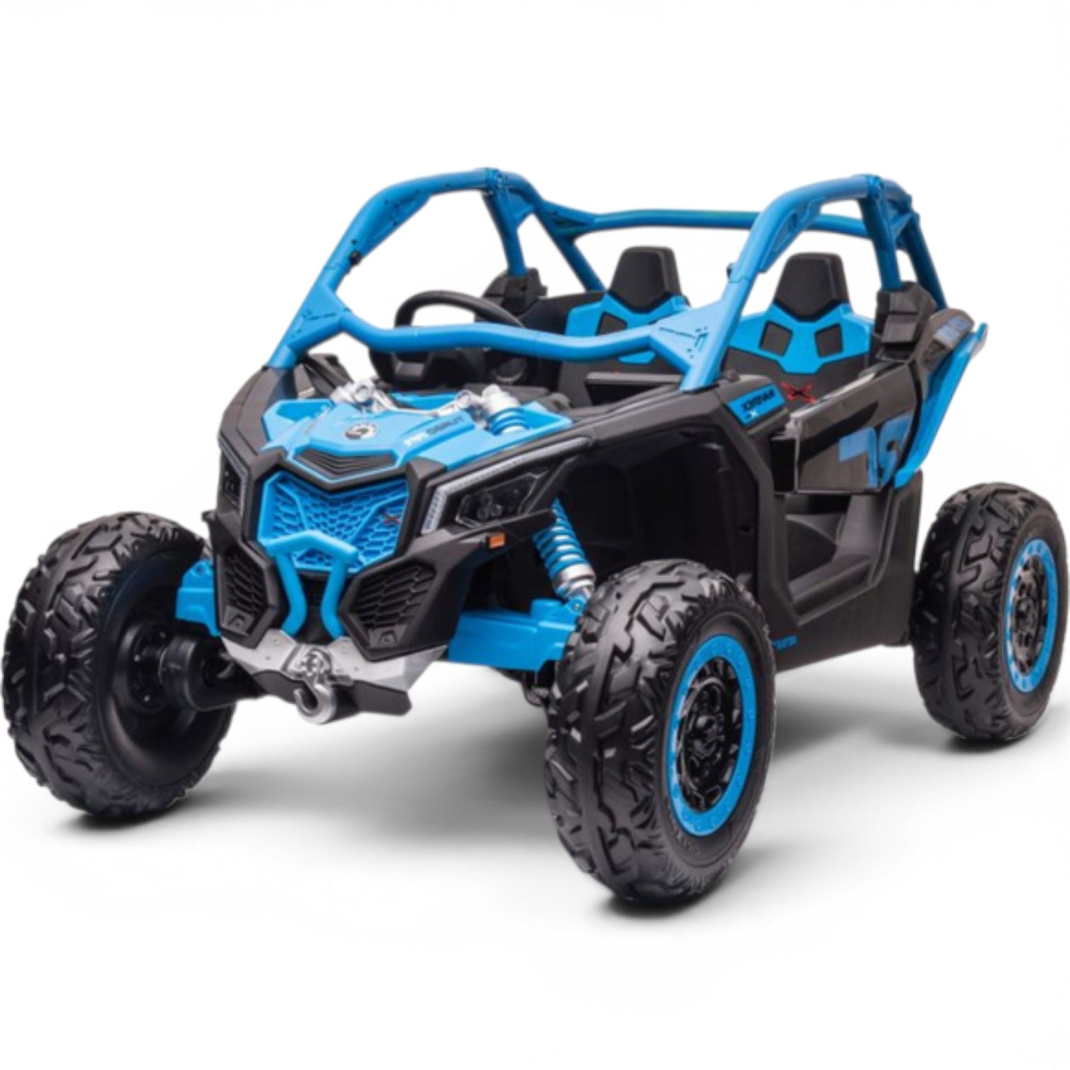 Carro Elétrico para Criança CAN-AM MAVERICK TURBO RR 4x4 24v Azul c/ RODAS DE BORRACHA & ASSENTO EM PELE