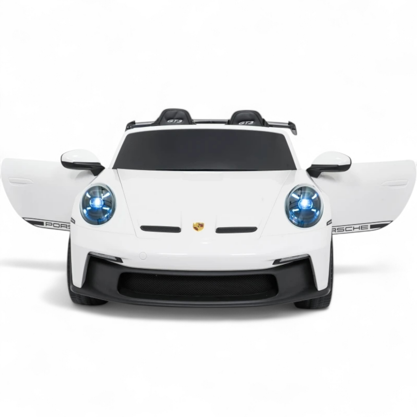 Carro Elétrico para Criança Porsche 911 GT3 24v STRONG XXL Branco c/ Rodas de Borracha e Assento em Pele E Veludo