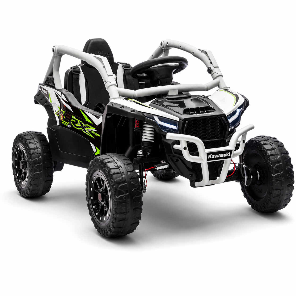 Carro Elétrico para Criança Buggy KAWASAKI 4x4 12v BATERIA DE LITIO Branco c/ RODAS DE BORRACHA & ASSENTO EM PELE
