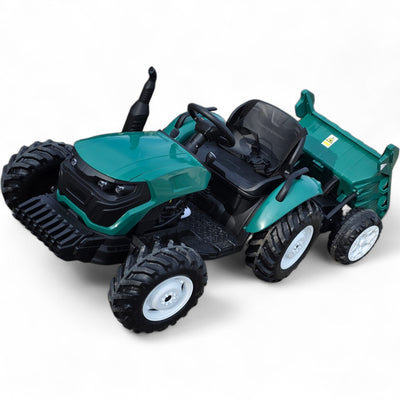 Trator Elétrico para Criança GROW c/ Atrelado 24v Verde Escuro c/ RODAS DE BORRACHA