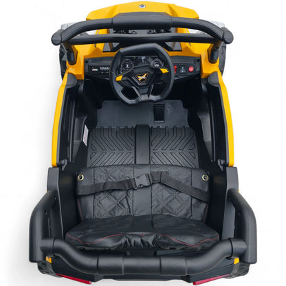 Carro Elétrico para Criança Buggy Speed Amarelo 4x4 12v c/ RODAS DE BORRACHA & ASSENTO EM PELE