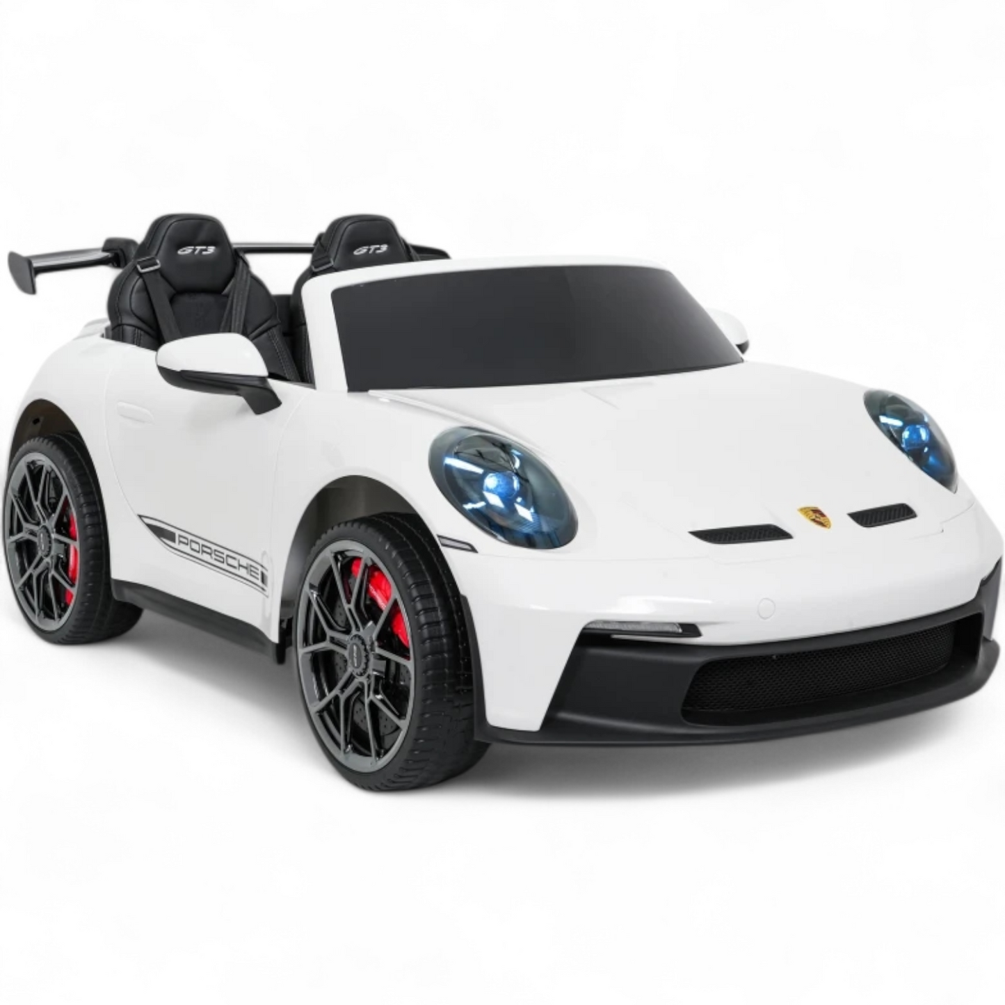 Carro Elétrico para Criança Porsche 911 GT3 24v STRONG XXL Branco c/ Rodas de Borracha e Assento em Pele E Veludo