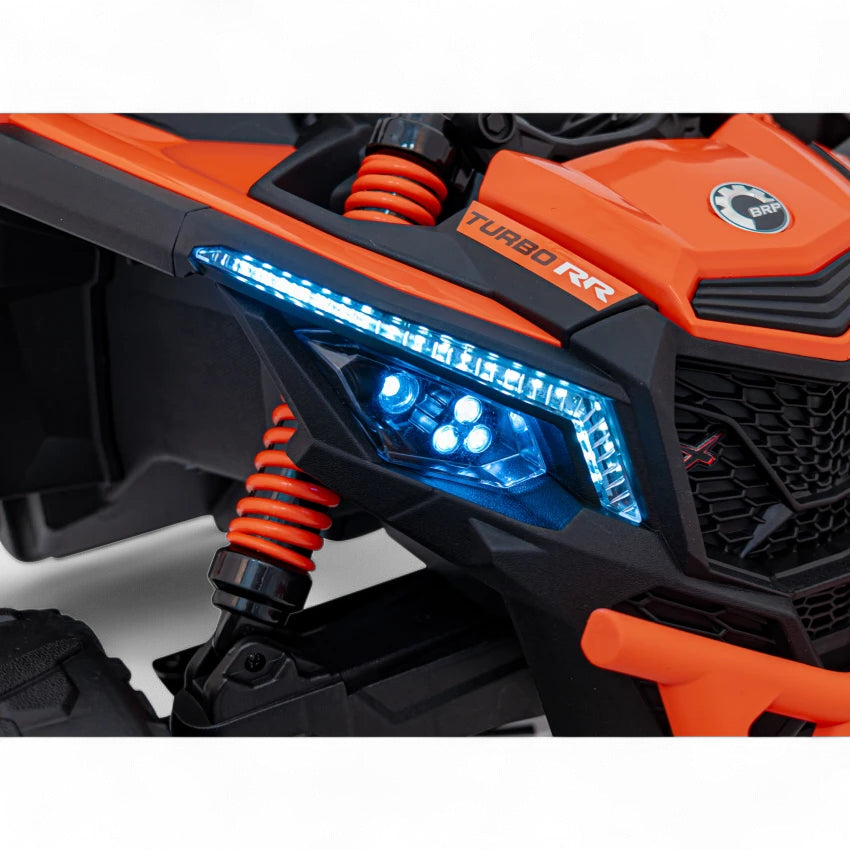 Carro Elétrico para Criança CAN-AM MAVERICK 4x4 24v Laranja c/ RODAS DE BORRACHA & ASSENTO EM PELE