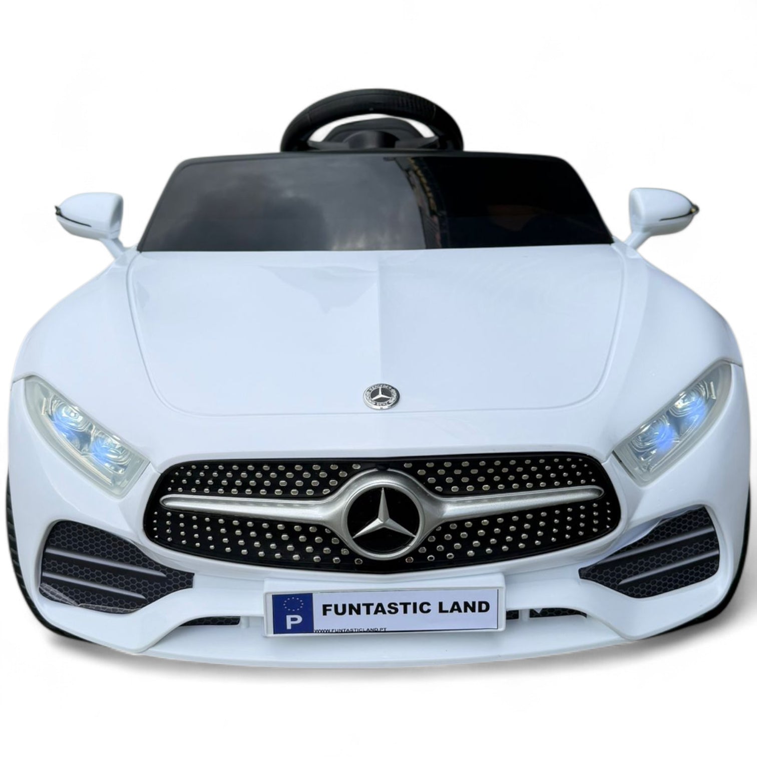 Carro Elétrico para criança MERCEDES CLS 350 12v BRANCO c/ RODAS DE BORRACHA & ASSENTO EM PELE