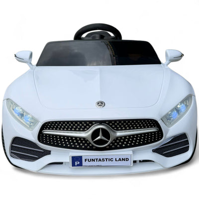 Carro Elétrico para criança MERCEDES CLS 350 12v BRANCO c/ RODAS DE BORRACHA & ASSENTO EM PELE