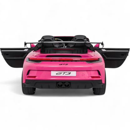 Carro Elétrico para Criança Porsche 911 GT3 24v STRONG XXL Rosa c/ Rodas de Borracha e Assento em Pele E Veludo
