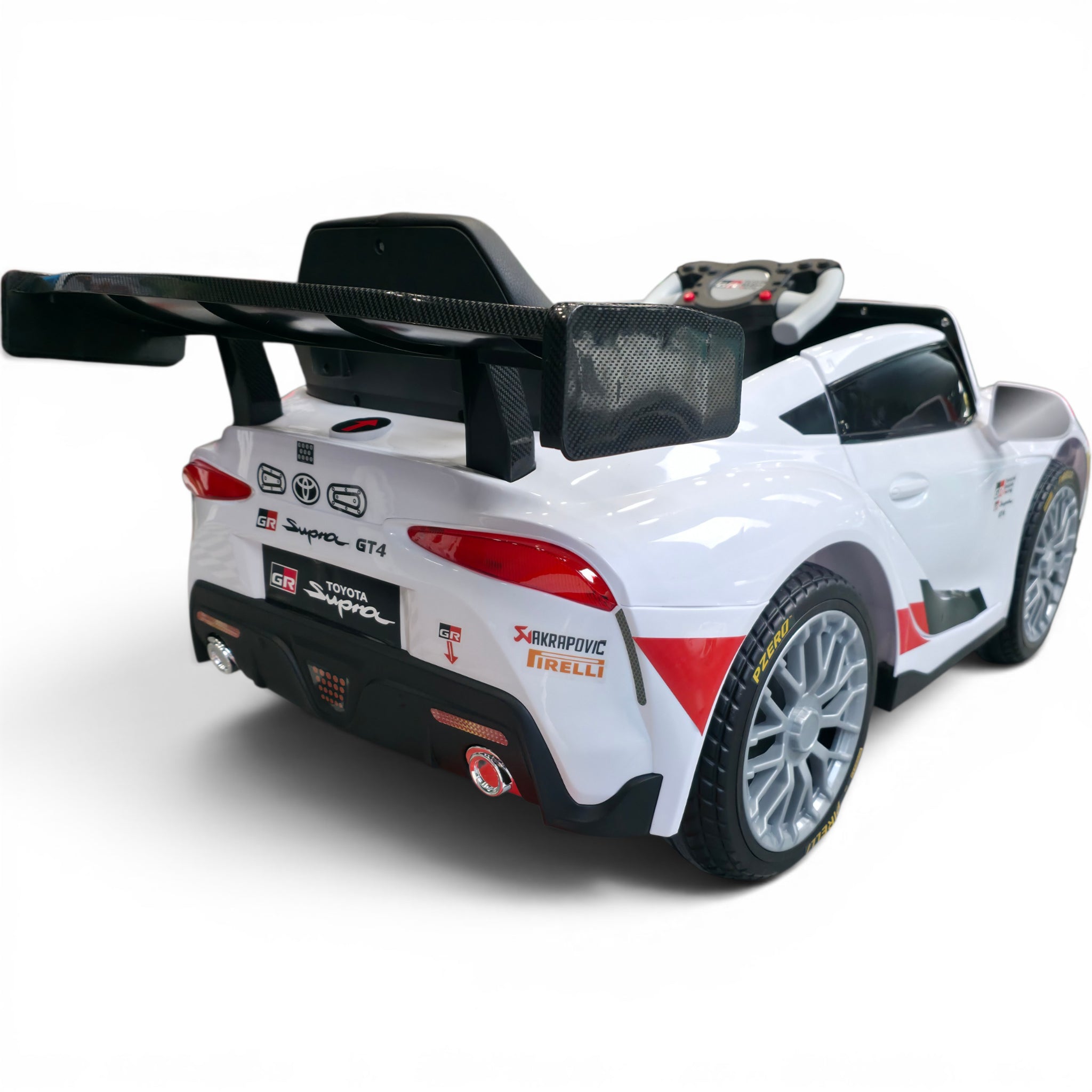Carro Elétrico para Criança TOYOTA GR SUPRA GT4 12v Branco c/ RODAS DE BORRACHA & ASSENTO EM PELE