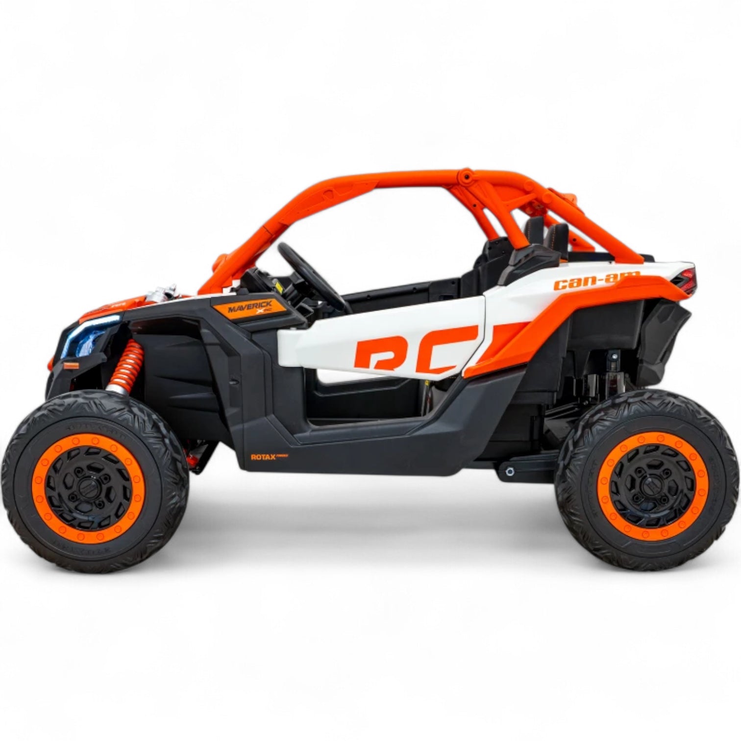 Carro Elétrico para Criança CAN-AM MAVERICK TURBO RR 4x4 24v Laranja c/ RODAS DE BORRACHA & ASSENTO EM PELE