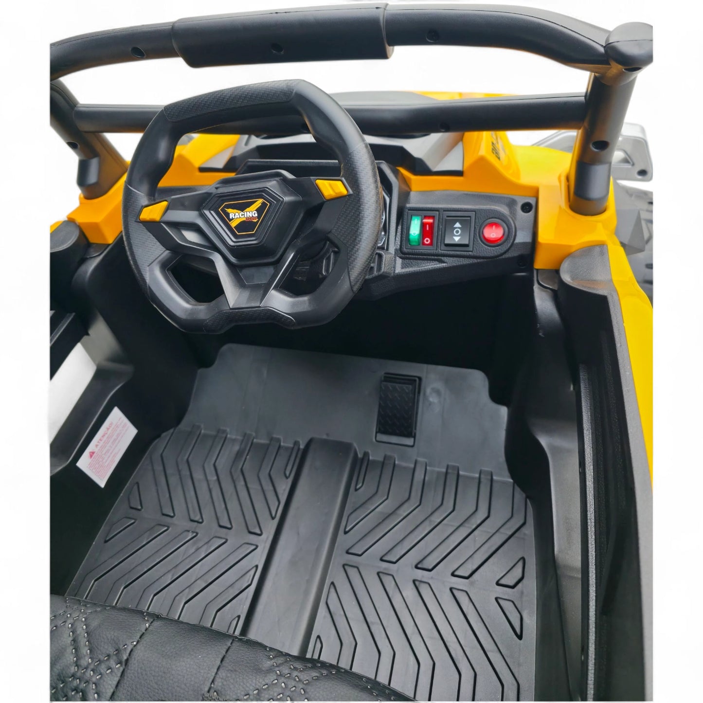 Carro Elétrico para Criança Buggy Speed Amarelo 4x4 12v c/ RODAS DE BORRACHA & ASSENTO EM PELE