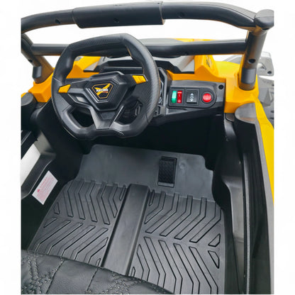 Carro Elétrico para Criança Buggy Speed Amarelo 4x4 12v c/ RODAS DE BORRACHA & ASSENTO EM PELE