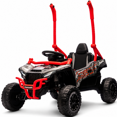 Carro Elétrico para Criança Buggy KAWASAKI 4x4 12v BATERIA DE LITIO Vermelho c/ RODAS DE BORRACHA & ASSENTO EM PELE