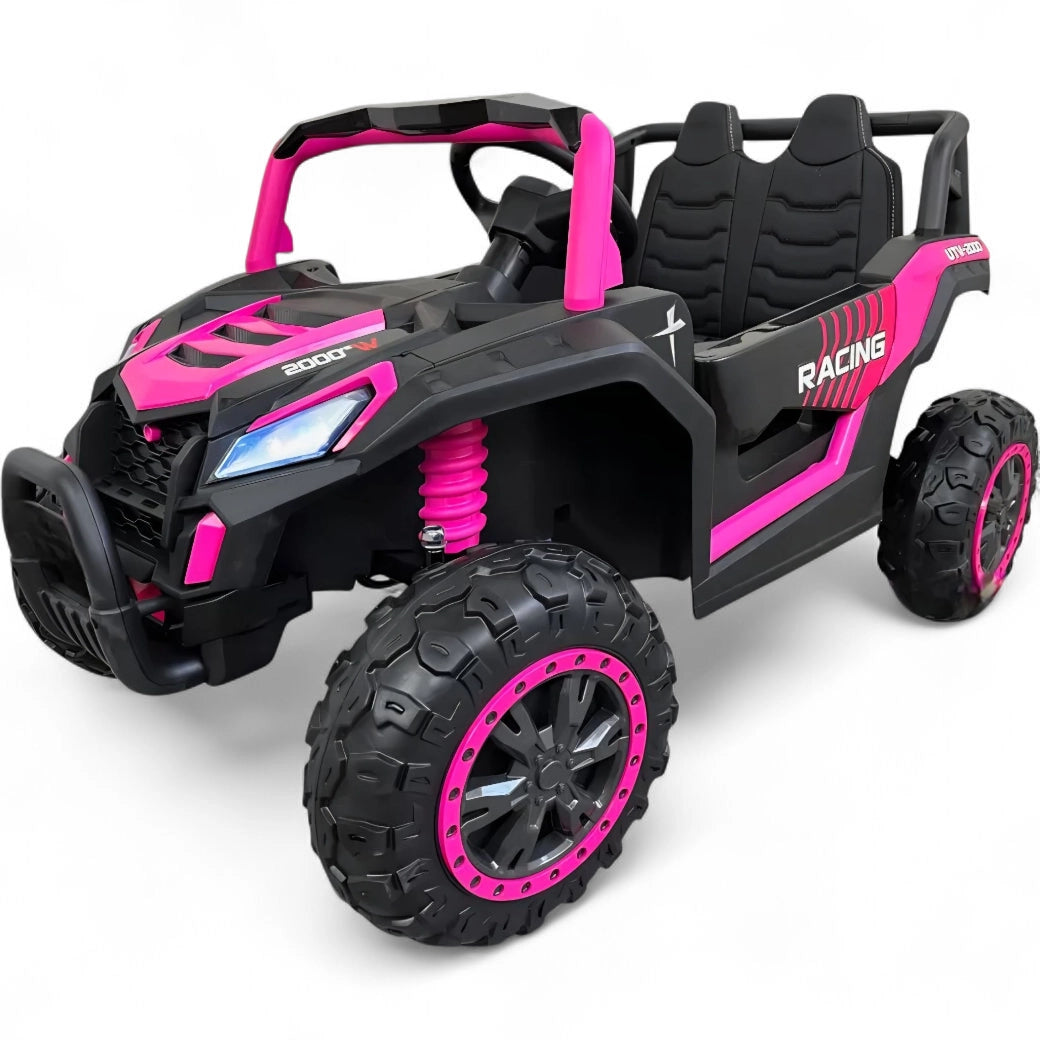 Carro Elétrico para Criança BEACH BUGGY 4x4 24v Rosa c/ RODAS DE BORRACHA & ASSENTO EM PELE