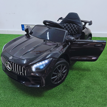 Carro Elétrico para Criança MERCEDES GTR MINI 12v BATERIA DE LITIO Preto c/ RODAS DE BORRACHA & ASSENTO EM PELE
