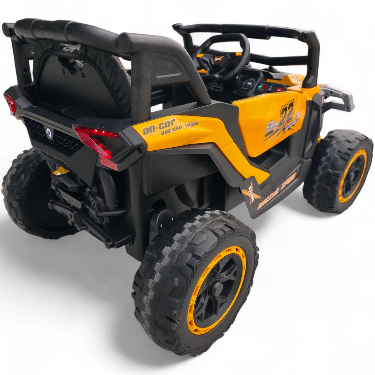 Carro Elétrico para Criança Buggy Speed Amarelo 4x4 12v c/ RODAS DE BORRACHA & ASSENTO EM PELE