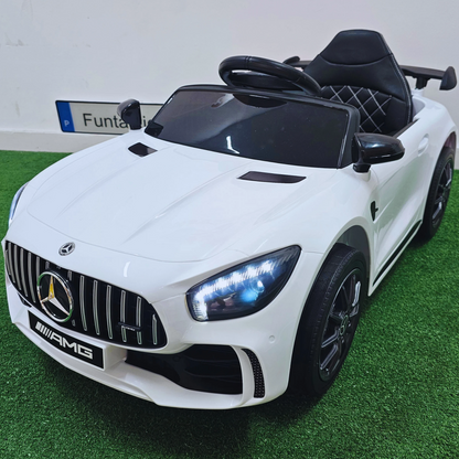 Carro Elétrico para Criança MERCEDES GTR MINI 12v BATERIA DE LITIO Branco c/ RODAS DE BORRACHA & ASSENTO EM PELE