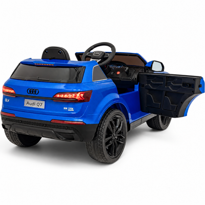 Carro Elétrico para Criança AUDI Q7 12v Azul Metalizado c/ RODAS DE BORRACHA & ASSENTO EM PELE