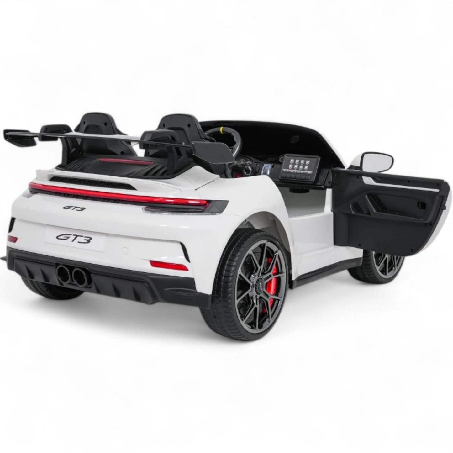 Carro Elétrico para Criança Porsche 911 GT3 24v STRONG XXL Branco c/ Rodas de Borracha e Assento em Pele E Veludo