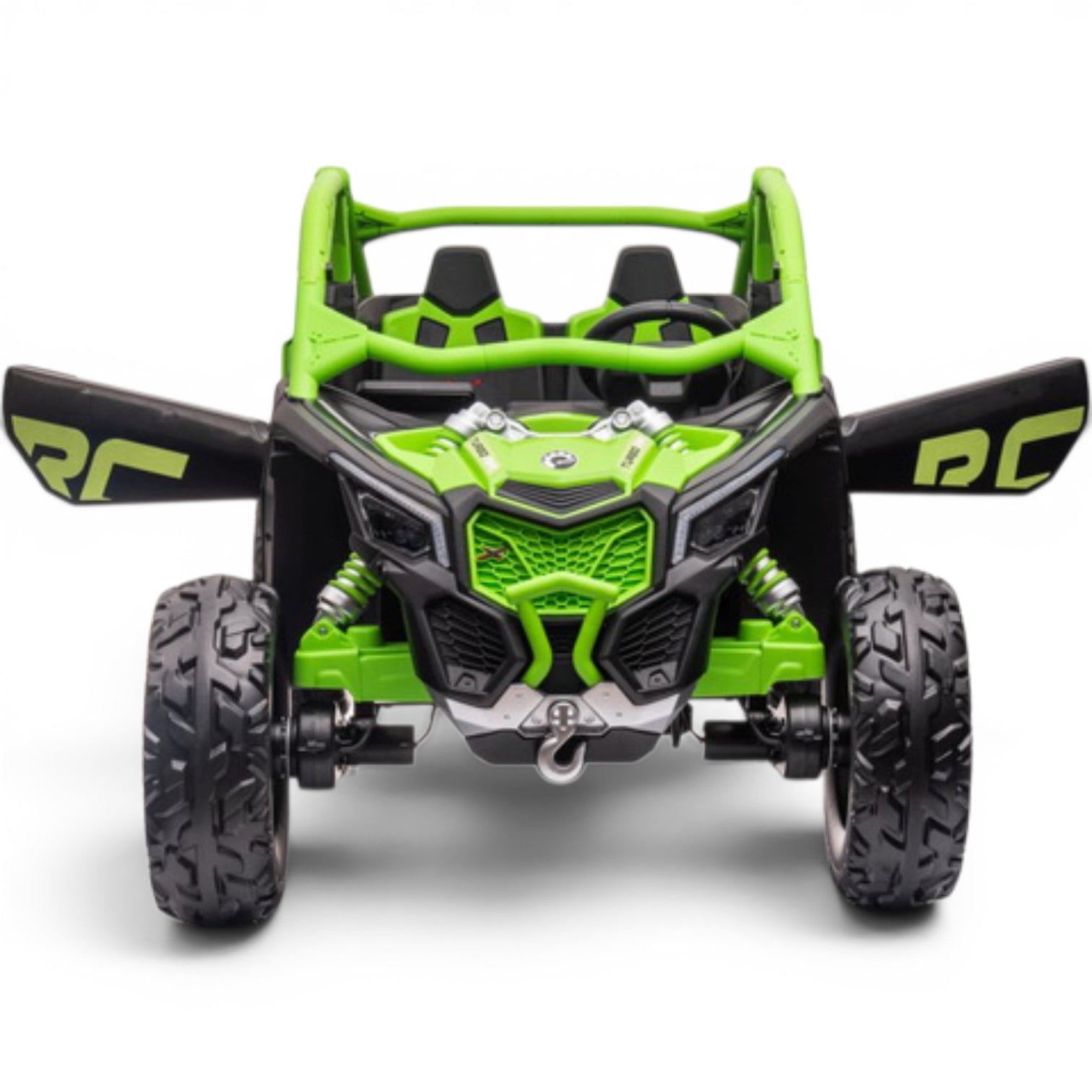 Carro Elétrico para Criança CAN-AM MAVERICK TURBO RR 4x4 24v Verde c/ RODAS DE BORRACHA & ASSENTO EM PELE