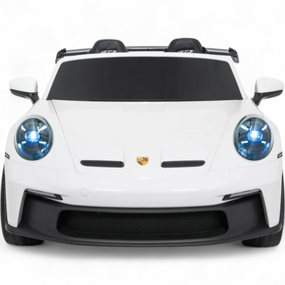 Carro Elétrico para Criança Porsche 911 GT3 24v STRONG XXL Branco c/ Rodas de Borracha e Assento em Pele E Veludo