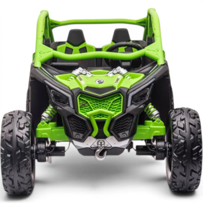 Carro Elétrico para Criança CAN-AM MAVERICK TURBO RR 4x4 24v Verde c/ RODAS DE BORRACHA & ASSENTO EM PELE