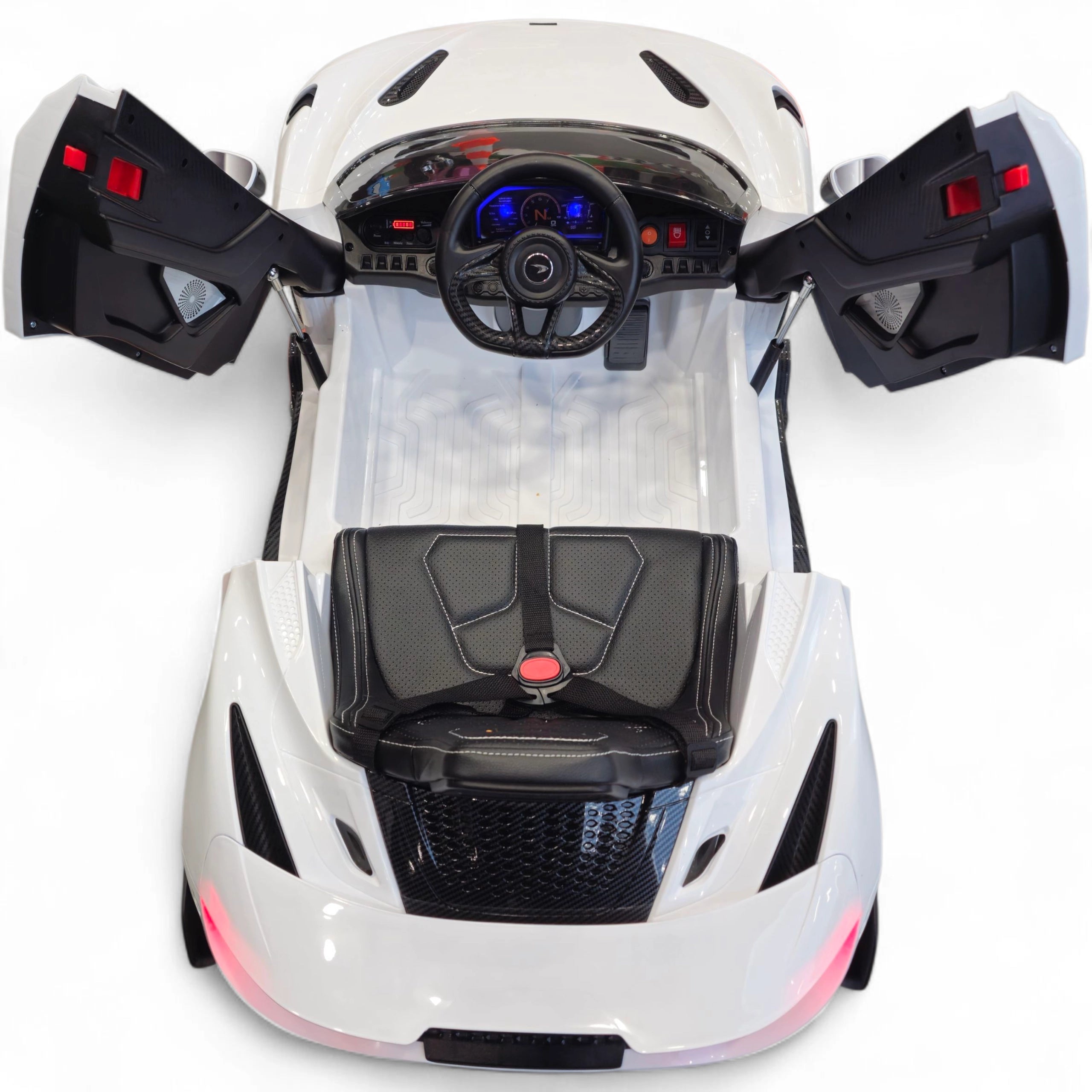 Carro Elétrico para Criança McLaren 765LT 12v Branco c/ RODAS DE BORRACHA & ASSENTO EM PELE