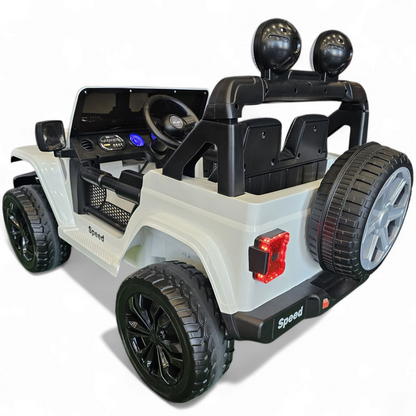 Carro Elétrico para Criança SPEED WRANGLER 4x4 Branco 12v c/ RODAS DE BORRACHA & ASSENTO EM PELE
