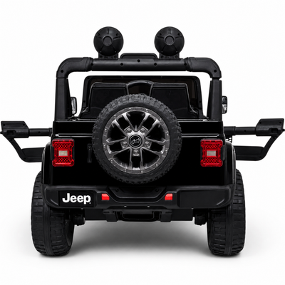 Carro Elétrico para Criança JEEP RUBICON 4x4 24v Preto c/ RODAS DE BORRACHA & ASSENTO EM PELE