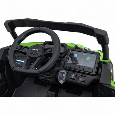 Carro Elétrico para Criança CAN-AM MAVERICK 4x4 24v Verde c/ RODAS DE BORRACHA & ASSENTO EM PELE