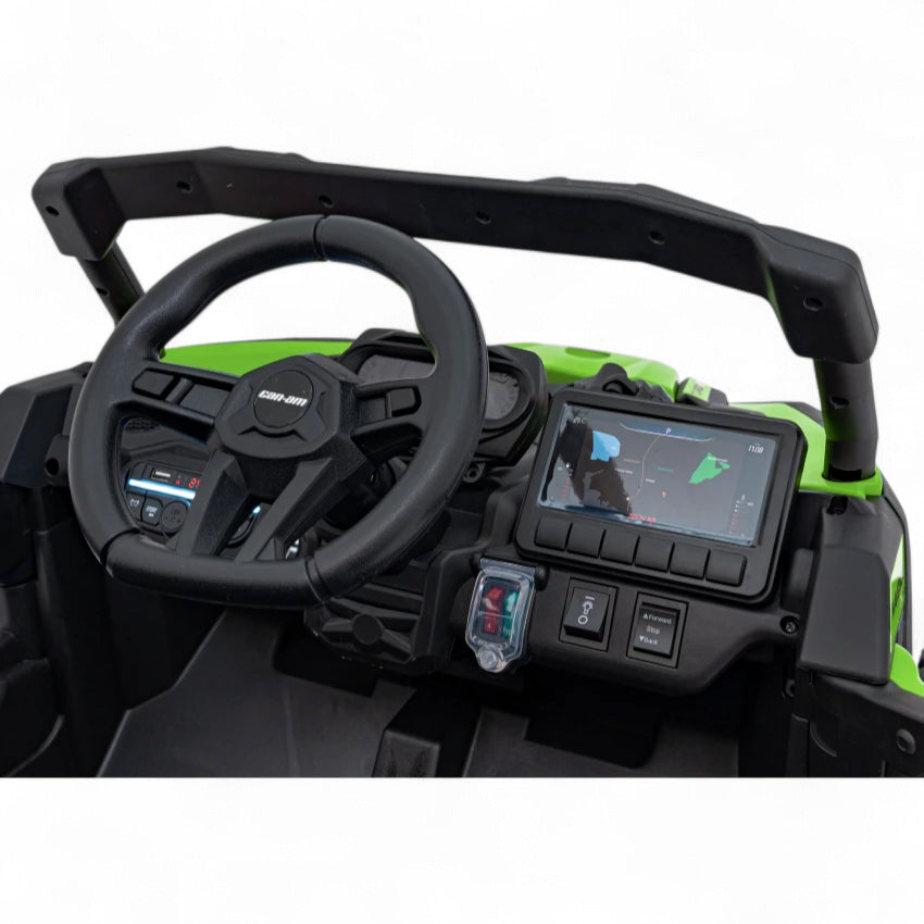 Carro Elétrico para Criança CAN-AM MAVERICK 4x4 24v Verde c/ RODAS DE BORRACHA & ASSENTO EM PELE