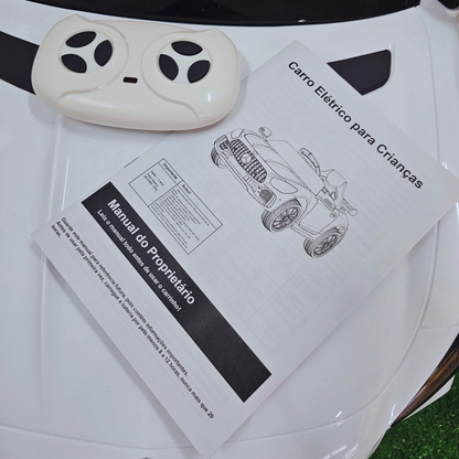 Carro Elétrico para Criança MERCEDES GTR MINI 12v BATERIA DE LITIO Branco c/ RODAS DE BORRACHA & ASSENTO EM PELE