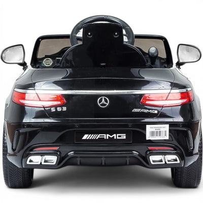 Carro Elétrico para Criança MERCEDES S63 12v Preto Metalizado c/ RODAS DE BORRACHA & ASSENTO EM PELE