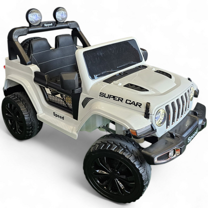 Carro Elétrico para Criança SPEED WRANGLER 4x4 Branco 12v c/ RODAS DE BORRACHA & ASSENTO EM PELE